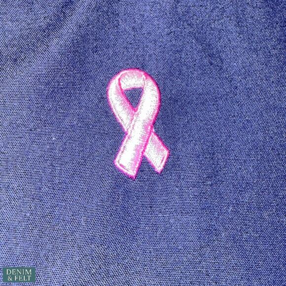 Green Town Navy Pink Ribbon Scrub Set Top & Pants XS Breast Cancer Awareness - Picture 4 of 13